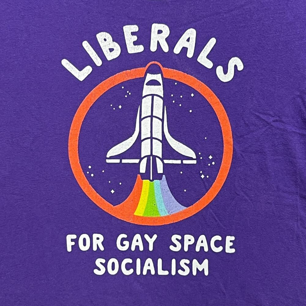 Next Level Liberals For Gay Space Socialism Graphic T-Shirt Purple XL Womens